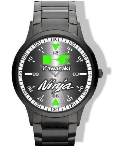 Kawasaki Ninja Large Black Steel Watch | 185076072
